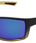 Sawfish Polarized Safety Glasses With Performance Fog Technology, Blue Mirror Lenses In Tortoise Black Frame, side view
