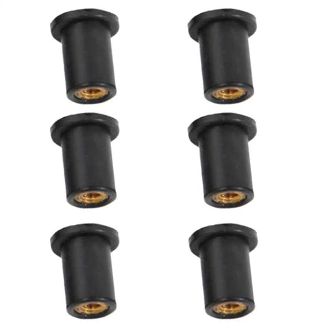 Heavy Duty Neoprene Flanged Expansion Nuts With Solid Brass Inserts Tough As Nails Shock Absorbing Fasteners For Blind Holes Metal Tubes Auto Grade 18 Pack - six black nuts with brass inserts