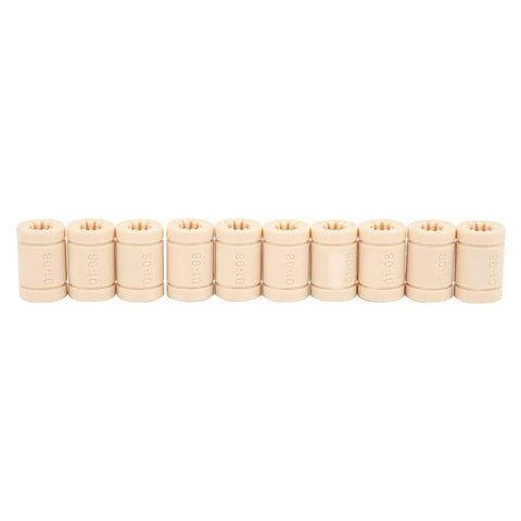 LM8UU Bearing Plastic Linear Bushing Set For 3D Printers, 10 Pieces, 8mm ID 16mm OD, Vibration Dampening Without Lubricant