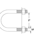 Diagram of a U-Bolt Round Bend 5/16-18 Thread, 2-Inch Inside Width Fits 2-Inch Pipe Or Conduit, Overall 3-1/2-Inch Length, Ten Pack
