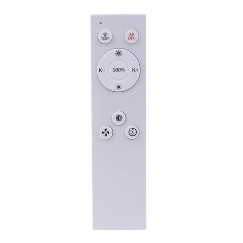 XEGZLH Ceiling Fan Light E27 Lamp Head Fan with Remote Control 2700-6000k Adjustable with buttons for brightness and fan speed.