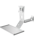 Heavy Duty Monitor Mount For Pc Displays Wall Or Desk Bracket Sleek Tilt Arm in silver with adjustable arm and mount.