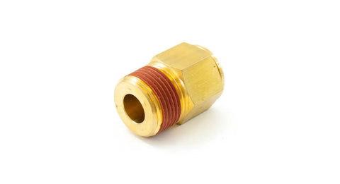 Three Quarter Inch Male NPT To Three Quarter Inch Brass Air Line Push To Connect Pneumatic Fitting, compact brass fitting side view