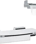 Wall Mount Tub Filler Chrome Waterfall Faucet For Bathtub And Vessel Sink, Brass Construction, High Flow Wall Spout, Two Handles