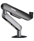 Heavy Duty Adjustable Monitor Mount With Smooth Mechanical Arm Articulating Desk Stand shown from the side, features ergonomic design and sturdy construction.