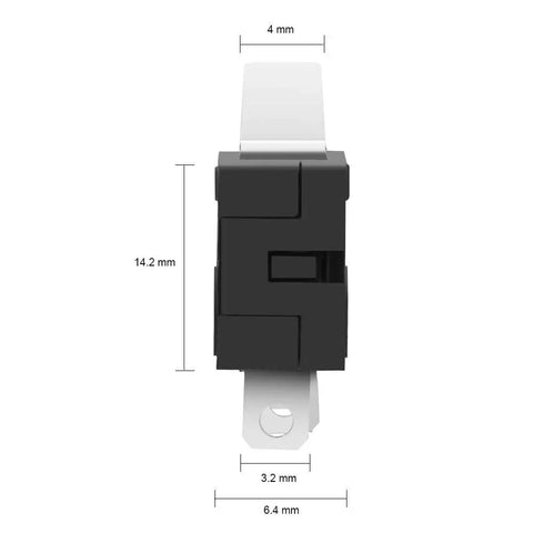 Side view of SPDT Micro Limit Switch With Hinge Lever Momentary Push Button 1NO 1NC 3 Pins AC 5A 125V 250V Rugged Boss Grade Industrial Switch High Life Expectancy 12 Pack For Automation And DIY Projects with dimensions