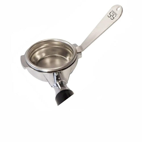 Stainless Steel Portafilter Basket Removal Tool for Espresso Coffee Makers shown with pry edge and keyring end hole design.