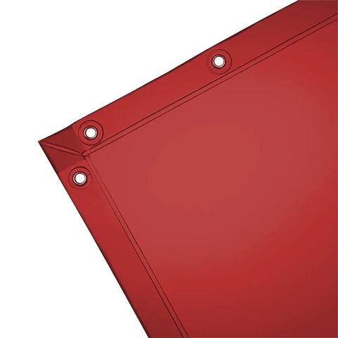 Close-up of red Transparent Welding Curtain Screen With UV And Blue Light Protection for clear visibility in every welding setup.