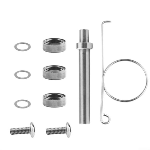 Cool Fishing Reel Handle Knob Repair Kit With Shaft And Bearings Includes Washers Screws Gasket Assembly For Freshwater Upgrades银色金属 10 Pieces Size 7 4 2 5mm, silver parts laid out