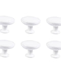 Six Piece White Alloy Round Cabinet Handles Set For Kitchen Cabinets And Furniture Drawer Knobs Single Hole Smooth Metal Pulls