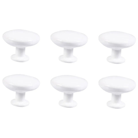 Six Piece White Alloy Round Cabinet Handles Set For Kitchen Cabinets And Furniture Drawer Knobs Single Hole Smooth Metal Pulls