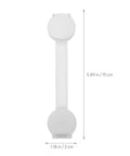 10 Pack White ABS Childproofing Safety Locks For Cabinets And Trash Cans, No Drill No Perforation Design, Easy Install, dimensions shown