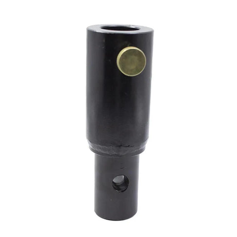 Hella Badass Heavy Duty Auger Adapter Converter Links 2 Inch Female Round Output To 2 9/16 Male Round Socket for power drills, shown from the side.