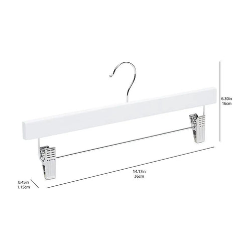 Solid Construction Wooden Pants And Skirt Hangers With Secure Grip Clips 10 Pack White Closet Organizer System To Keep Your Look Fresh And Your Setup Locked In