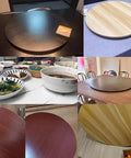 Premium Solid Wood Lazy Susan Featuring Slick 360 Degree Swivel Function Oversized Rotating Kitchen Turntable For Dining Tables Effortless Cleanup Black Finish Built Damn Tough For Casual Hangouts And Big Dinner Crews on various dining surfaces.