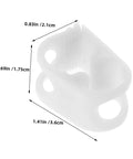Close-up of 20 Adjustable Flow Control Clips For Tubes Plastic Hose Clamps with dimensions for precise liquid regulation.
