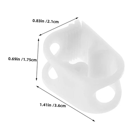 Close-up of 20 Adjustable Flow Control Clips For Tubes Plastic Hose Clamps with dimensions for precise liquid regulation.