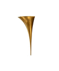 Curved Flared Metal Wall Sconce With Vintage Brushed Copper Iron Design adds a killer upward glow with a sleek gold finish.