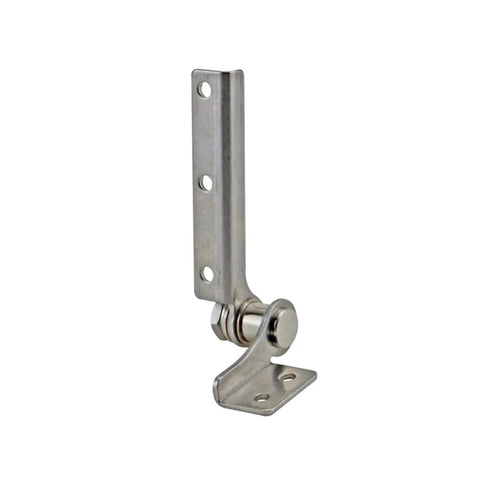 Damping torque hinge, 304 stainless steel, side view with base plate and pivot.