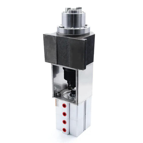BT30 ATC Spindle Motor Kit With Automatic Tool Changer And Air Pneumatic Boost Cylinder, compact 90mm housing with visible P4 bearings.