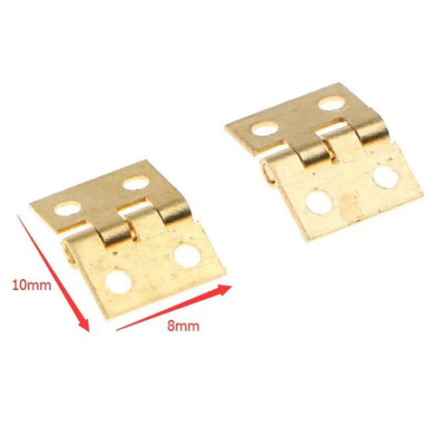 12Pcs Gold Butt Hinges For Small Cabinets And Drawers Jewelry Boxes Dollhouse Miniatures And Music Boxes 8mm Long 10mm Wide