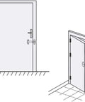 WUUWCHODC Sliding Bolt Lock Gate Latch Security for Wooden Door Zinc Alloy shown on a door diagram, side and front views.