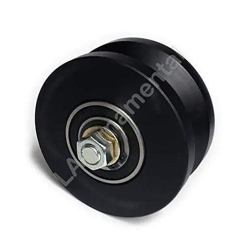 Heavy Duty Four Inch Uhmw Nylon V Groove Rolling Wheel Built Tough For Smooth Sailing Performance Featuring Sealed Ball Bearings And Zero Hassle Sliding Gate Motion Rated At Seven Hundred Fifty Pounds Capacity Set Of Two - close-up view.