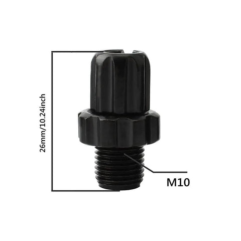 Black Aluminum Brake Lever Adjustment Screws Set For Bikes M10 shown in 26x10 mm size with close-up of threading and black finish.