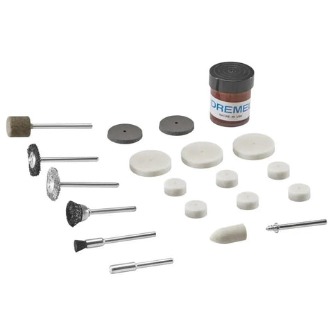 20 Piece Cleaning And Polishing Micro Kit For Rotary Tools With Reusable Case displayed on white background