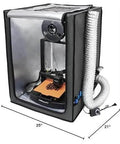 Printer Enclosure With Ventilation Filter And Speed Control 12V Fan 5000RPM for Resin 3D Printing in stainless steel frame.