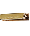 Industrial Chic Led Picture Light Wall Sconce 16 Inch Wide Perforated Metal Shade Aged Brass Finish angled view for displaying art.