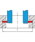 Juinrinet Digital Caliper Accessories Kit for Inside Outside Groove Steps, measurement diagram showing blue clamps and grooves.