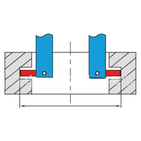 Juinrinet Digital Caliper Accessories Kit for Inside Outside Groove Steps, measurement diagram showing blue clamps and grooves.