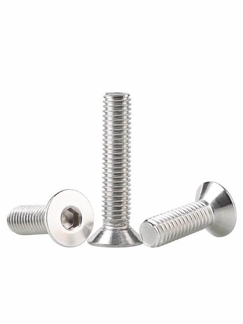 Beefy 304 Stainless Steel M3 0.5 x 10mm Flat Head Socket Cap Screws With 2mm Allen Hex Drive, brushed finish, set of 50