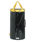 45L waterproof climbing rope bag backpack with drawstring closure, black with yellow handles, heavy duty outdoor gear