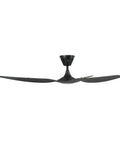 Real McCoy Sixty Inch Smart Outdoor Ceiling Fan With Remote For Indoor And Covered Patio Wet Rated Coastal Build Saltwater And Rust Resistant Matte Black design from below with sleek blades.
