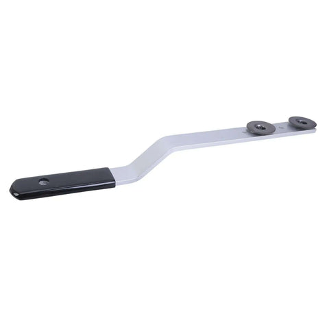 Duct Stretcher Tool for HVAC installations showing offset handle and sliding washers for precise ductwork shaping and alignment