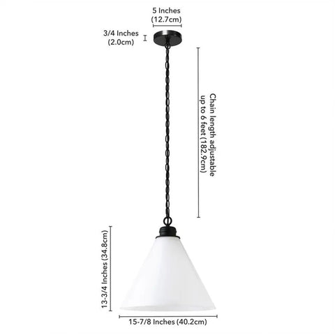 Wide 15.88 Inch Pendant Light With Glass Shade In Blackened Bronze And White Milk Finish Modern Entryway And Kitchen Fixture