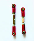 Arrma 3S Camber And Steering Link Upgrade Kit, 6 Pieces Adjustable Turnbuckles For Vorteks Senton Granite Big Rock Typhon, Red Hard Anodized Rod Ends, CNC Machined 6061 T6 Aluminum Replacement Parts AR330446, shown with two red anodized links.