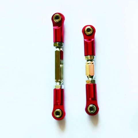 Arrma 3S Camber And Steering Link Upgrade Kit, 6 Pieces Adjustable Turnbuckles For Vorteks Senton Granite Big Rock Typhon, Red Hard Anodized Rod Ends, CNC Machined 6061 T6 Aluminum Replacement Parts AR330446, shown with two red anodized links.