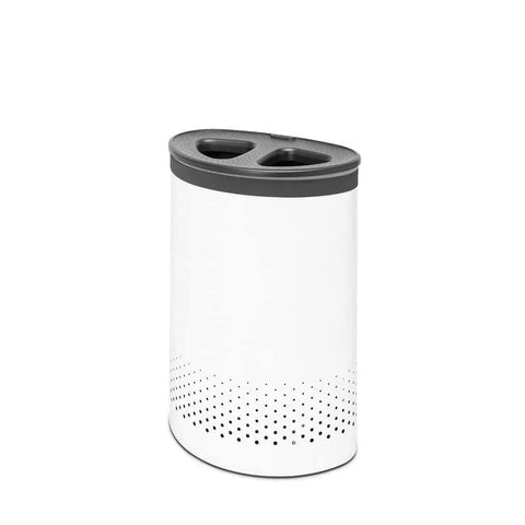 Big Ol Two-Section Laundry Hamper With Removable Inner Bags, Quick-Drop Opening, Discreet Lid, 14.5 Gallon Capacity, Ventilation Holes