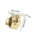 6 Pack Metal Double Roller Cabinet Door Latches With Ball Spring Catches For Wardrobe And Furniture, High Hardness Gold Finish, dimensions shown