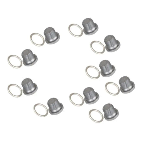 Premium Engine Oil Pan Drain Plug Kit For Audi Q3 Q5 Q7 And TT Models With 10 Pieces Total Replacing N0138157 And N91167901 Perfect For Your Ride. 10 metal plugs with washers