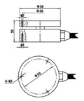 Technical drawing of Space Saving Ultra Slim Flat Membrane Load Cell 25mm and 58mm High Precision Weight Sensor with measurements.