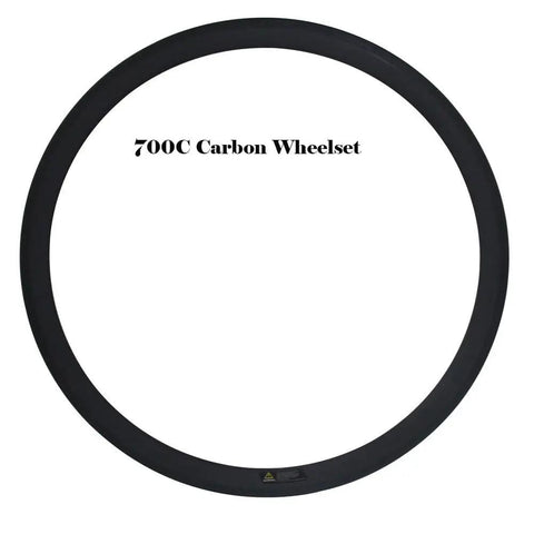 700C Carbon Wheelset For Road Bikes, Ride-Ready 55mm Deep Rim, 25mm Wide, 24H Spokes, V-Brake Compatible, T800 Fiber