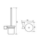Dimensions diagram of Pro Grade Wall Mounted Toilet Brush Holder With Glass Accent Cup For Modern Baths showing size and design details.