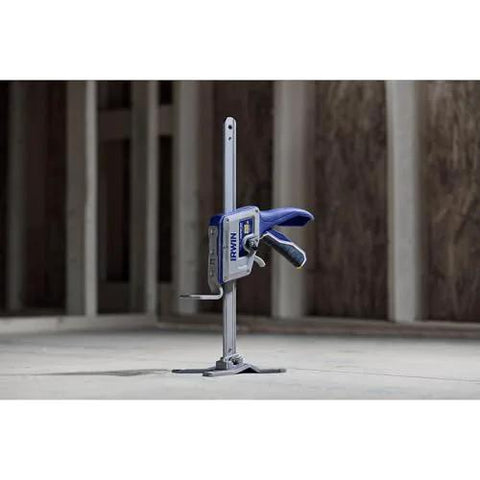 IRWIN Quick-Lift construction jack with blue handle and vertical steel post