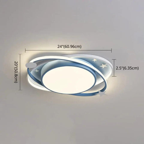 Nordic Metal Flush Mount Light With Acrylic Circle Shade In Cool Blue LED Ceiling Fixture For Kids Bedroom, modern design