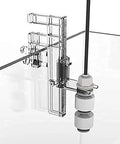 Automatic Top Off System For Aquarium With Pump Smart ATO Water Refiller For Fish Tanks shown installed on tank with durable PC holder