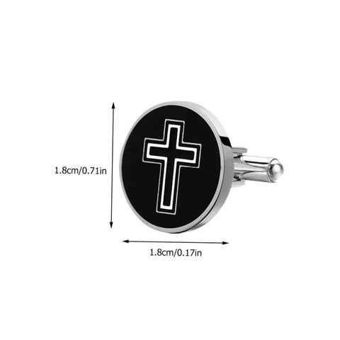 Cross Cufflinks For Men In Polished Titanium Steel With Black Finish Dope And Elegant Decorative Fasteners For Shirts
